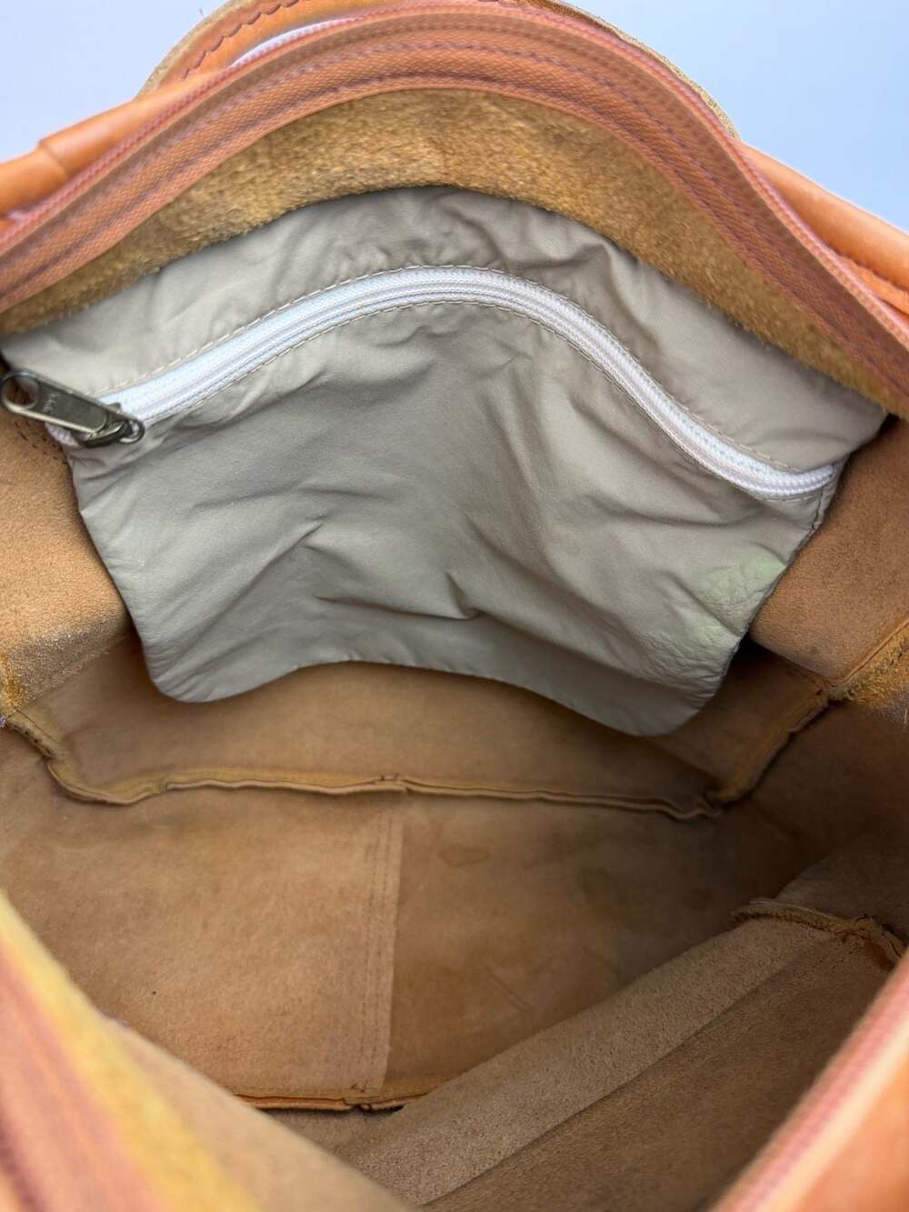 LL Bean Vintage 70s 80s Tan Leather Boat Tote Bag Satchel Brown Top Handle Strap - Picture 4 of 8